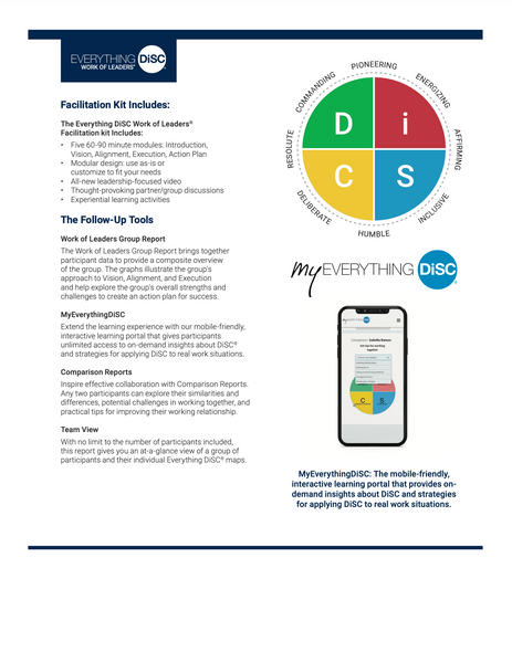 Disc Quick Guide Everything DiSC Work Of Leaders Facilitation Kit | DiSC-Assessments